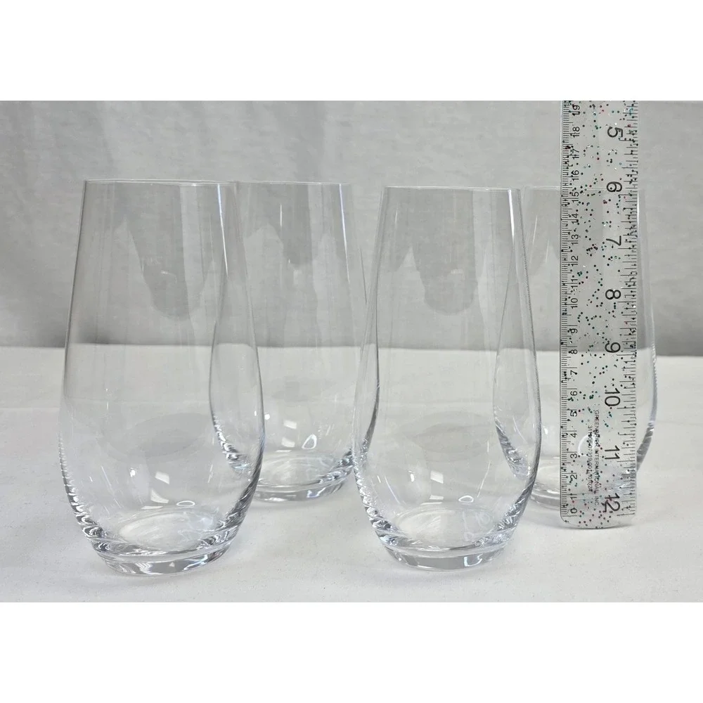 Mikasa Cheers Etched Swirl Stemless Highball Glasses Set of 4 Clear Crystal